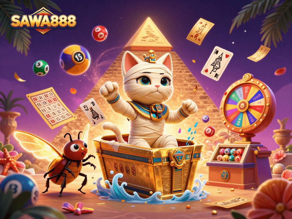 Experience the thrilling action of SAWA888 with Egyptian themes and dynamic casino elements.