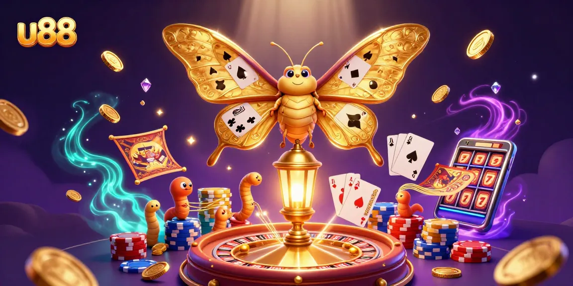 Experience thrilling gameplay at u88, featuring vibrant 3D elements like a roulette wheel and cascades of coins.