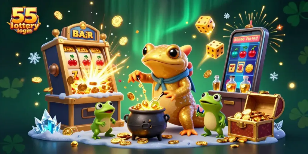 Engaging players with 55 lottery login in a vibrant casino scene filled with magical elements.