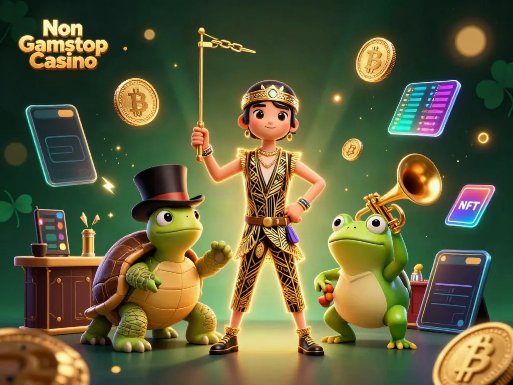 Engage with exciting Non Gamstop Casino adventures featuring vibrant characters and crypto elements.
