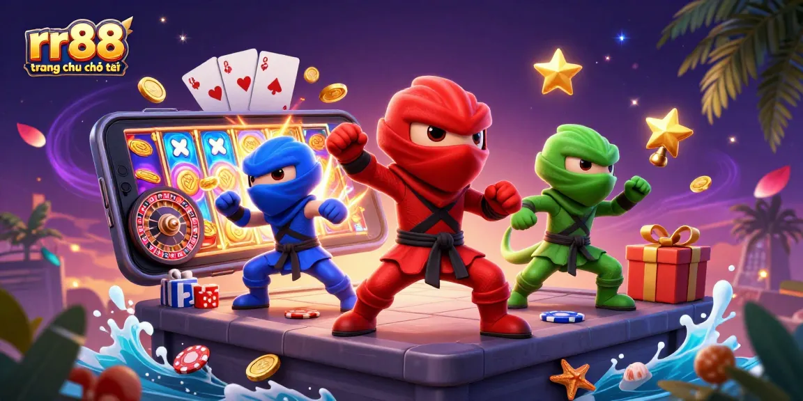 Experience the thrill of rr88 trang chủ chính thức with dynamic ninja chameleons showcasing vibrant casino games.