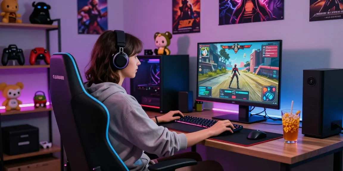 Engaging scene of a player enjoying a new html porn game on a modern gaming setup