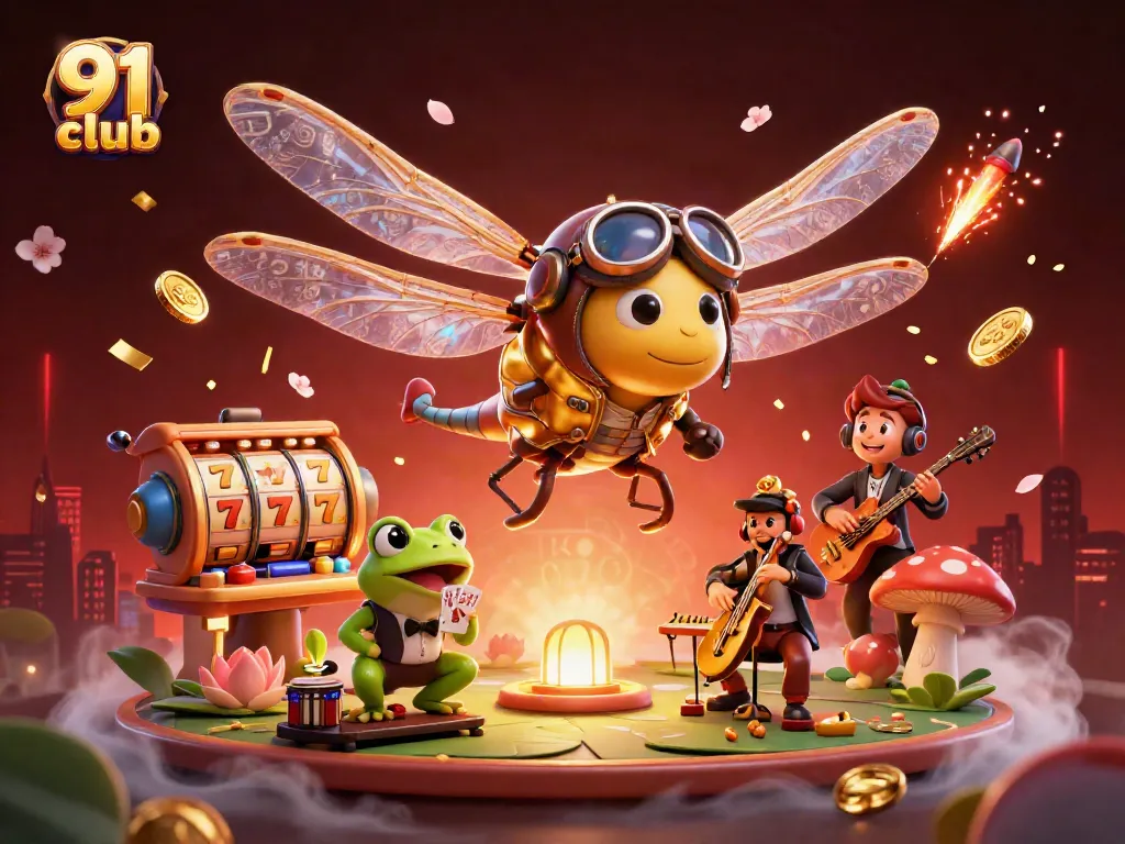 Experience thrilling gameplay at 91 club with lively gaming elements, spiral jackpots, and festive visuals.