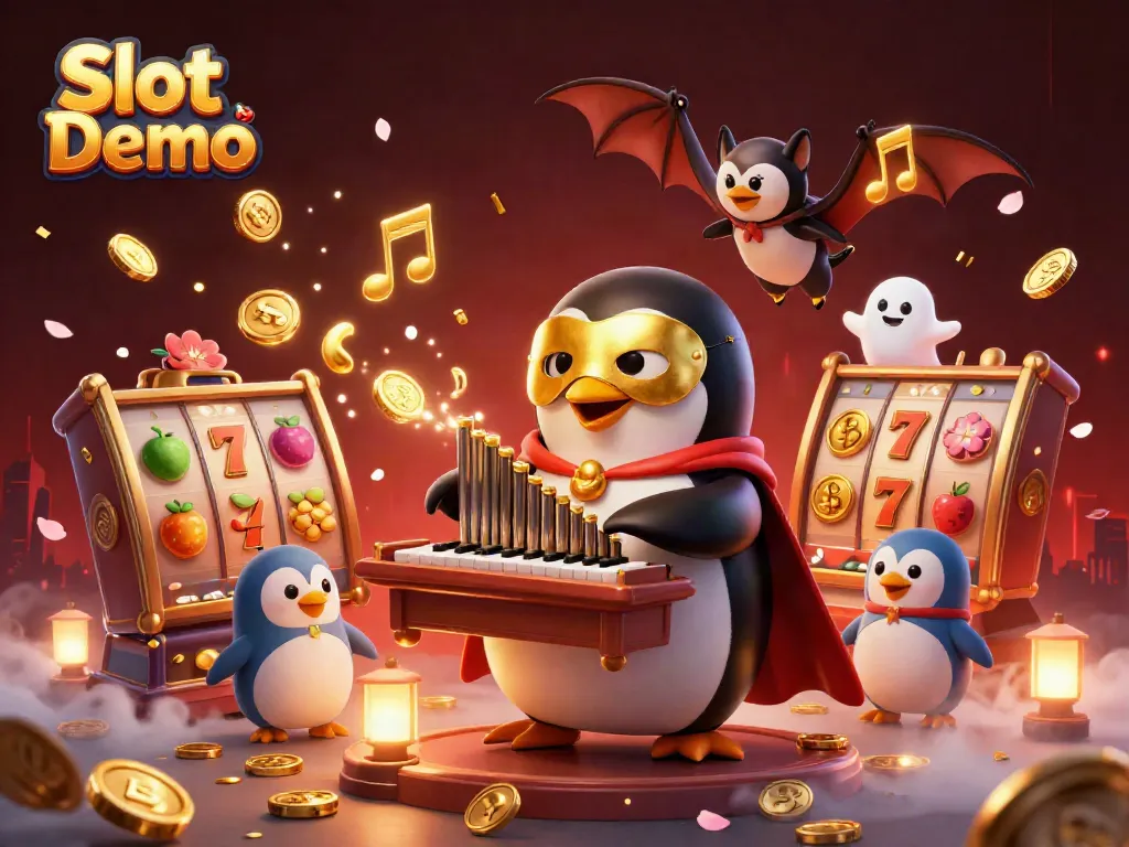 Engage with the enchanting Slot Demo illustration featuring golden coins and vibrant gaming themes.