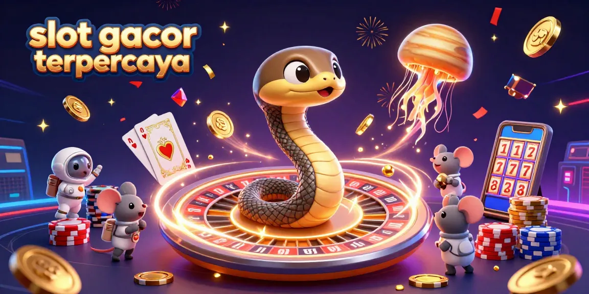 Engage with slot gacor terpercaya in a vibrant cosmic scene featuring a Saturn snake and astronaut mice betting.