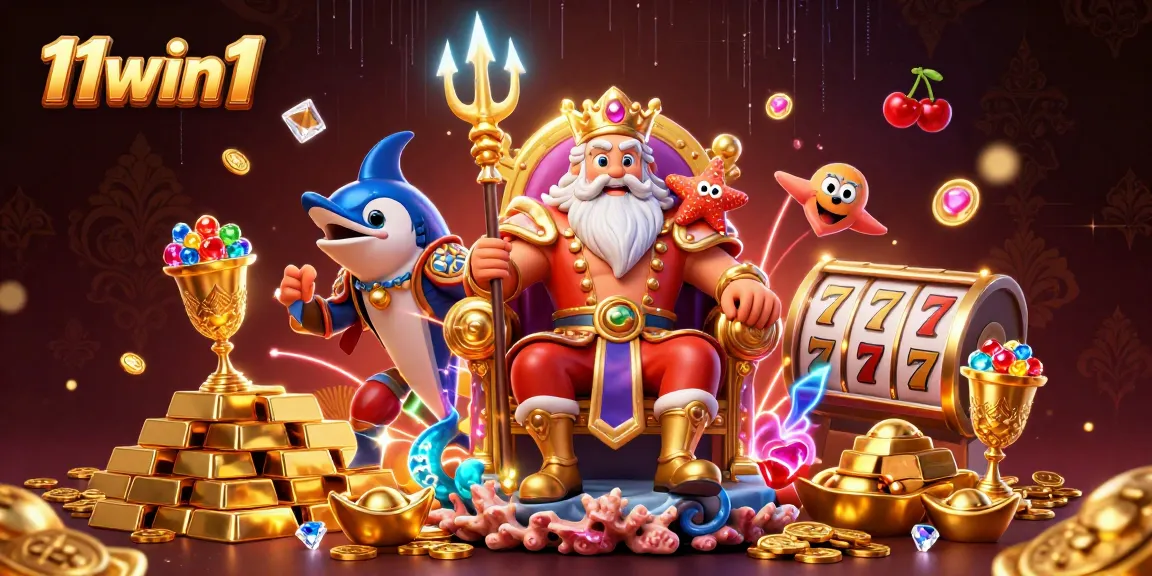 Engage with the vibrant 11win1 casino world, featuring sea king Neptune and gold treasures.
