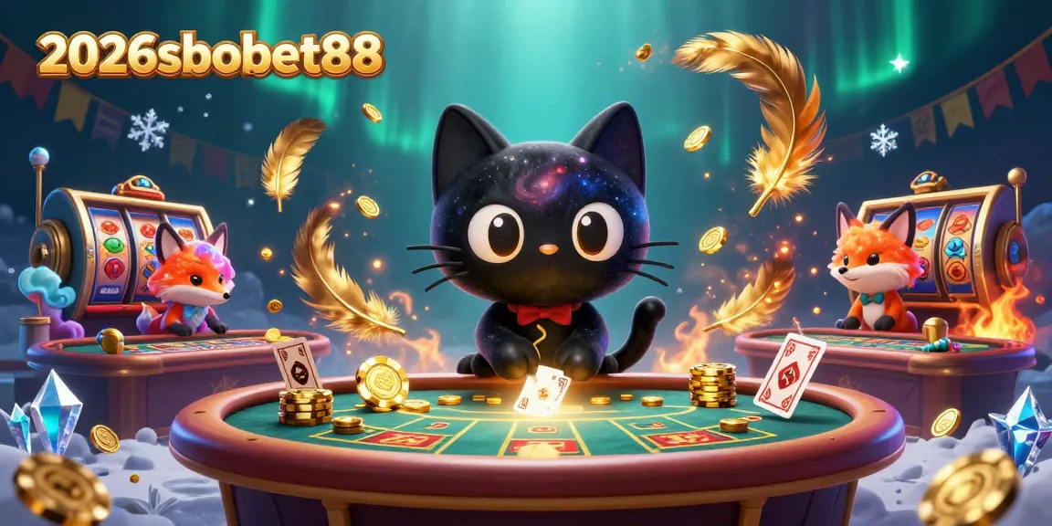 Engage with 2026sbobet88 at a vibrant cosmic casino with swirling chips and cards.