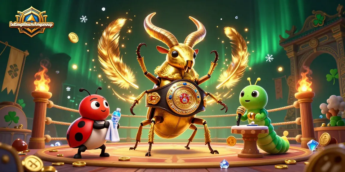 Experience thrilling action at bettingsitesnotongamstop with dynamic 3D scene of a boxing beetle in a vibrant arena.