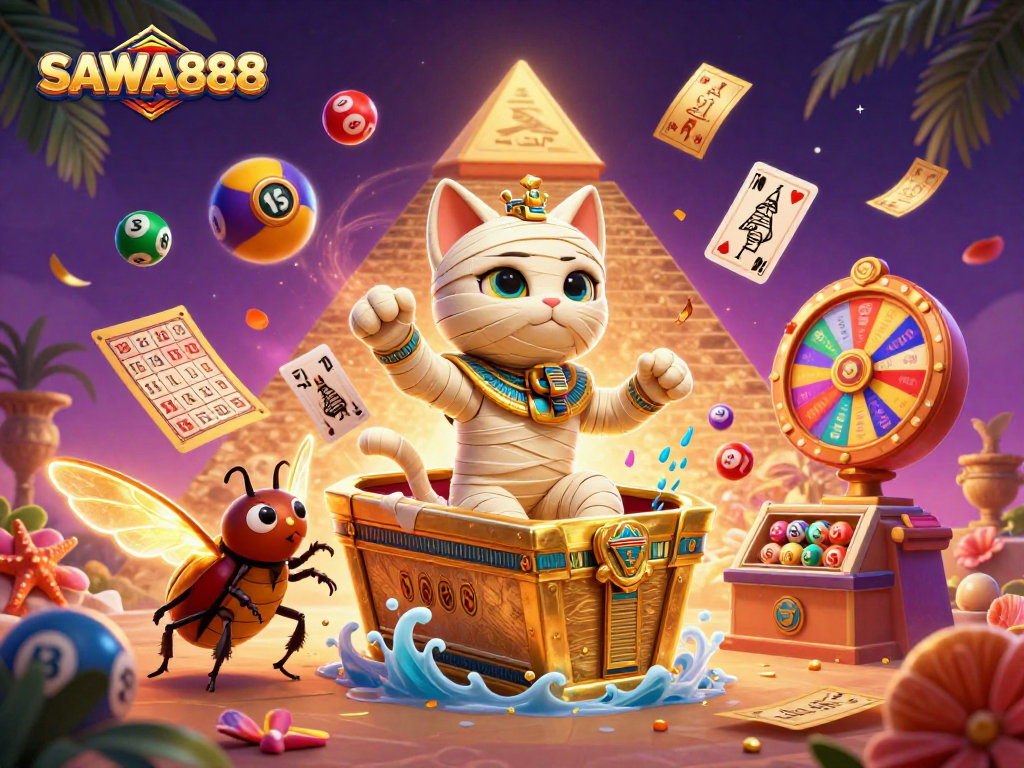 Experience the thrilling action of SAWA888 with Egyptian themes and dynamic casino elements.
